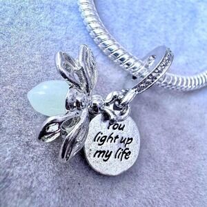 Firefly Glow in the Dark Dangle Charm fits PANDORA Silver You Light Up My Life
